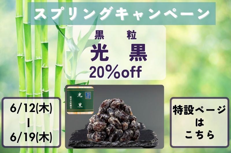 黒豆納豆・光黒 20％OFFキャンペーンバナー